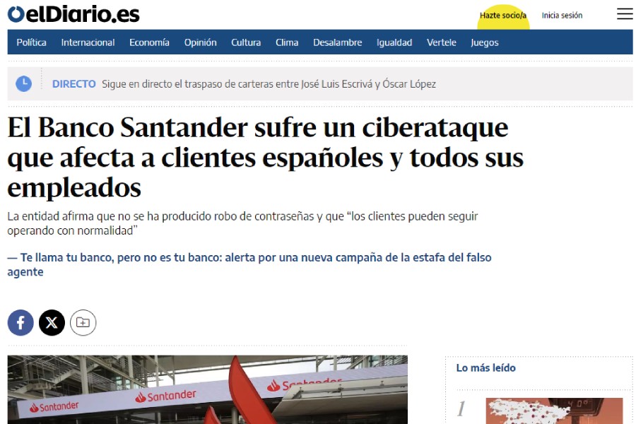 Ciberataque al Banco Santander